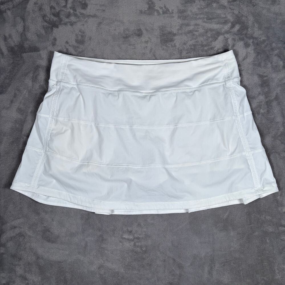 Lululemon White Athletic Skort Size 12 Tall Stretch Zip Pocket